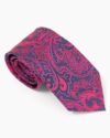 Navy Blue & Fuchsia Paisley Tie