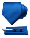 Silk Necktie Pocket Square Hanky Cufflinks Set