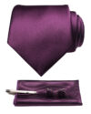 Silk Necktie Pocket Square Hanky Cufflinks Set