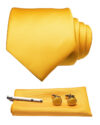 Silk Necktie Pocket Square Hanky Cufflinks Set