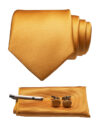 Silk Necktie Pocket Square Hanky Cufflinks Set