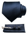 Silk Necktie Pocket Square Hanky Cufflinks Set