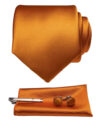 Silk Necktie Pocket Square Hanky Cufflinks Set