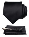 Silk Necktie Pocket Square Hanky Cufflinks Set