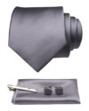 Silk Necktie Pocket Square Hanky Cufflinks Set