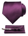 Silk Necktie Pocket Square Hanky Cufflinks Set