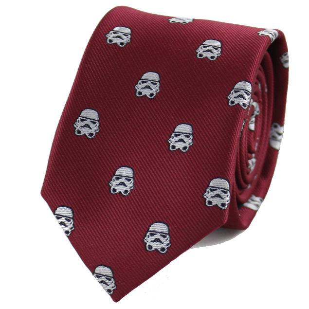 Jacquard White Helmet Pattern Burgundy Necktie