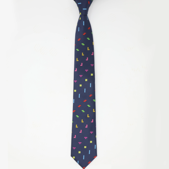 Jacquard Game Tetris Blocks Necktie