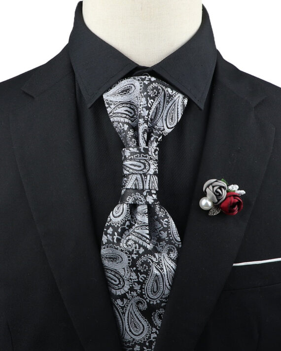 Premium Paisley Tie Brooch Set