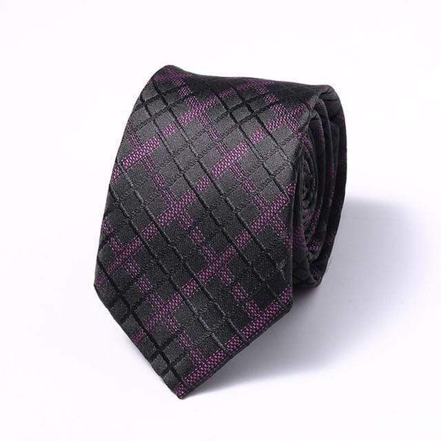 Black & Purple Crosshatch Skinny Tie