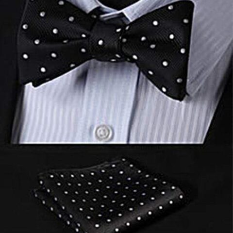 Black with White Polka Dots Matching Bowtie Set (2pc)