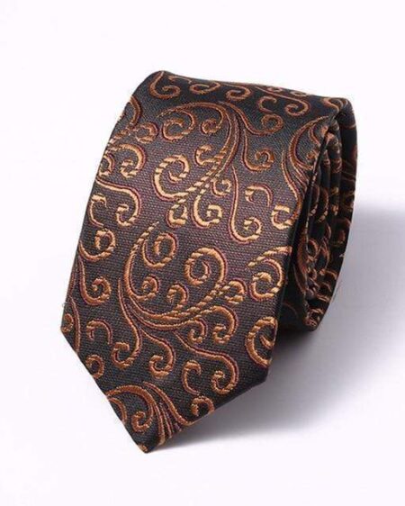 Bronze & Copper Vines Floral Skinny Tie