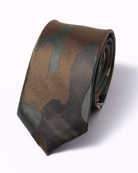 Brown, Olive Green & Coffee Camouflage Skinny Tie