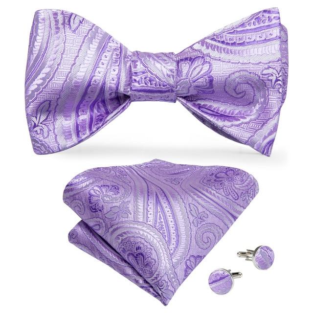 Lilac Purple Paisley Matching Bowtie Set (3pc)