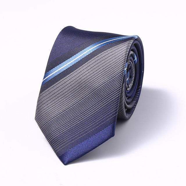 Navy Blue & Fading Gray Stripes Skinny Tie