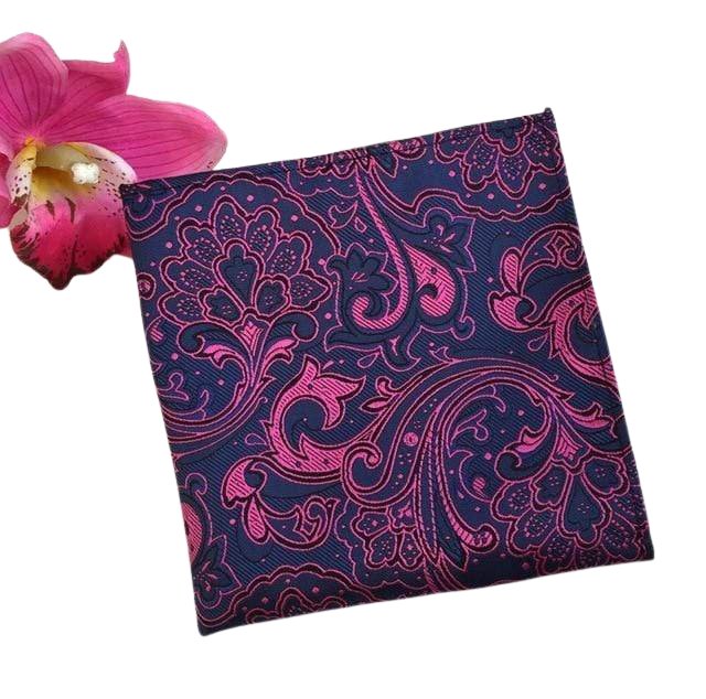 Navy Blue & Fuchsia Paisley Tie