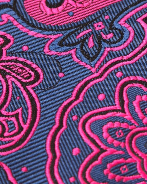 Navy Blue & Fuchsia Paisley Tie