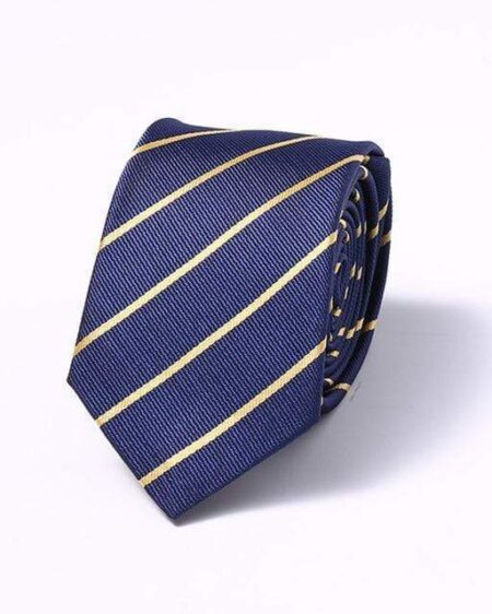 Navy Blue & Thin Yellow Stripes Skinny Tie
