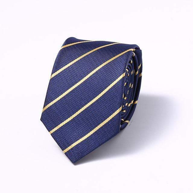Navy Blue & Thin Yellow Stripes Skinny Tie
