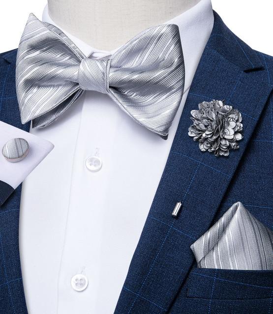 Silver Stripes Matching Bowtie Set (4pc)