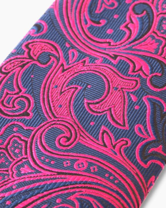 Navy Blue & Fuchsia Paisley Tie