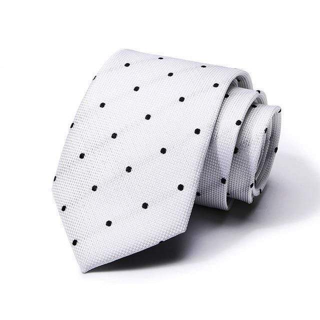 White & Black Dots Skinny Tie